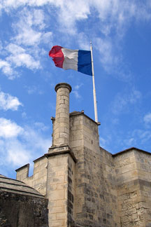 French tricolor flag at the La Rochelle tower